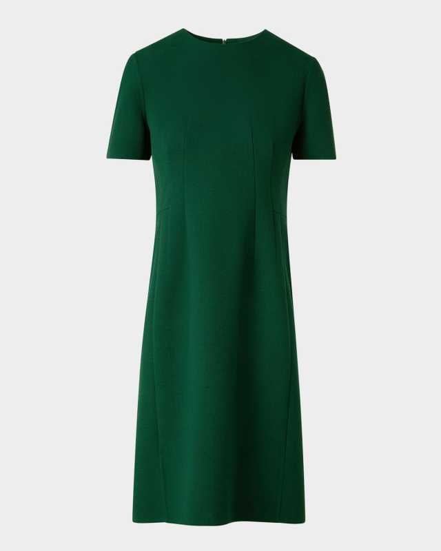 Short-Sleeve Wool Crepe Sheath Dress